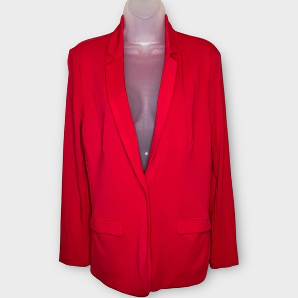 MAGASCHONI red comfy jersey knit one button blazer size medium office career - Picture 2 of 4